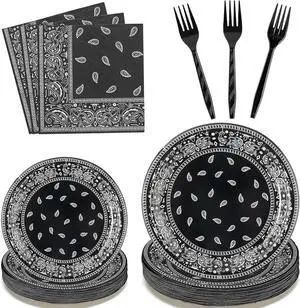 K1tpde 96PCS Cholo Bandana Party Tableware Set, Gangsta Theme Paper Plates, Western Cowboy Birthday Decorations Included Disposable Dinnerware Paper Napkins Forks, Cholo Bnadana Western Party Supplies K1tpde 96PCS Cholo Bandana Party Tableware Set, Gangsta Theme Paper Plates, Western Cowboy Birthday Decorations Included Disposable Dinnerware Paper Napkins Forks, Cholo Bnadana Western Party Supplies