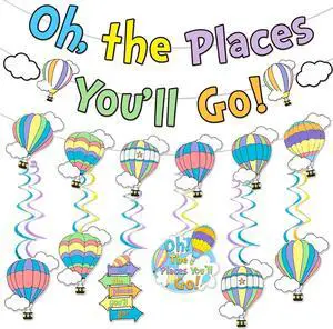 Oh The Places You Go Decorations Kindergarten Graduation Party Decoration Oh The Places You Go Banner for Colorful Dr. Seu Party Decoration First Birthday Banner Decoration for Baby Shower Oh The Places You Go Decorations Kindergarten Graduation Party Decoration Oh The Places You Go Banner for Colorful Dr. Seu Party Decoration First Birthday Banner Decoration for Baby Shower