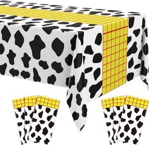 Hosuly 6 Pcs Story Tablecloth Story Birthday Party Decorations Cow Printed Table Cover Boy Baby Shower Decorations Cartoon Inspired Party Supplies (Checkered Style,51 x 87 Inch) Hosuly 6 Pcs Story Tablecloth Story Birthday Party Decorations Cow Printed Table Cover Boy Baby Shower Decorations Cartoon Inspired Party Supplies (Checkered Style,51 x 87 Inch)
