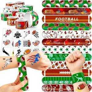 72PCS Football Party Favors - 48PCS Pre-cut Temporary Tattoos & 24PCS Slap Bracelets - American Rugby Themed Birthday Supplies, Decorations, Gifts, Classroom Prizes for Kids, Boys & Cheerleaders 72PCS Football Party Favors - 48PCS Pre-cut Temporary Tattoos & 24PCS Slap Bracelets - American Rugby Themed Birthday Supplies, Decorations, Gifts, Classroom Prizes for Kids, Boys & Cheerleaders