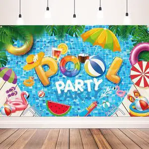 Summer Beach Party Decorations, Pool Party Banner Backdrop for Summer Pool Party Decorations Supplies, 72x43 inch Summer Beach Party Decorations, Pool Party Banner Backdrop for Summer Pool Party Decorations Supplies, 72x43 inch
