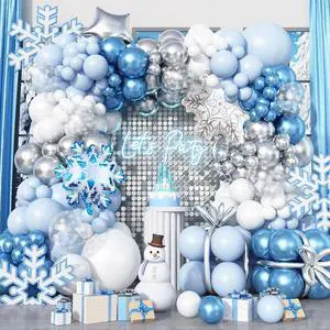 Winter Wonderland Balloon Arch Garland Kit, Baby Blue and White Balloons with Snowflake Star Foil Balloons for Ice Wonderland Christmas Baby Shower Princess Theme Birthday Party Decorations Supplies Winter Wonderland Balloon Arch Garland Kit, Baby Blue and White Balloons with Snowflake Star Foil Balloons for Ice Wonderland Christmas Baby Shower Princess Theme Birthday Party Decorations Supplies