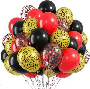 FunHot Leopard Balloons, 50 Pcs Black Red Balloon, Cheetah Printed Balloons, 12 Inch Red and Black Confetti Latex Helium Balloon for Birthday Zoo Themed Baby Shower Animal Leopard Party Decorations FunHot Leopard Balloons, 50 Pcs Black Red Balloon, Cheetah Printed Balloons, 12 Inch Red and Black Confetti Latex Helium Balloon for Birthday Zoo Themed Baby Shower Animal Leopard Party Decorations