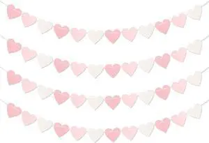 Pink-White Girls Birthday Party-Decorations Streamers-Garland - 40Ft Heart Galentines Hanging Paper Banner,Valentines Baby Bridal Shower Bachelorette Anniversary Mothers Day Supplies Decor Ouruola Pink-White Girls Birthday Party-Decorations Streamers-Garland - 40Ft Heart Galentines Hanging Paper Banner,Valentines Baby Bridal Shower Bachelorette Anniversary Mothers Day Supplies Decor Ouruola