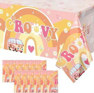 12 Pcs Two Groovy Party Plastic Tablecloths Groovy Retro Hippie Boho Party Decorations Rainbow Daisy Flower Rectangle Disposable Table Cover for Girls Star Groovy Daisy Birthday Party Supplies (12) 12 Pcs Two Groovy Party Plastic Tablecloths Groovy Retro Hippie Boho Party Decorations Rainbow Daisy Flower Rectangle Disposable Table Cover for Girls Star Groovy Daisy Birthday Party Supplies (12)