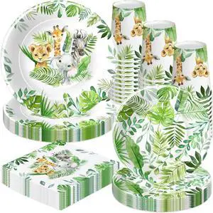 Safari Jungle Theme Party Supplies For Boys - Jungle Birthday Baby Shower Decorations Tableware Include 9" Plates, 7" Plate, Cups, Napkins, Safari Party Decorations | Serve 48 Safari Jungle Theme Party Supplies For Boys - Jungle Birthday Baby Shower Decorations Tableware Include 9" Plates, 7" Plate, Cups, Napkins, Safari Party Decorations | Serve 48