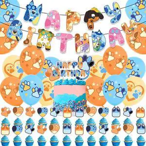 Blue Dog Birthday Party Supplies,Blue Party Decoration with Blush Nude Orange Balloons,Birthday Banners,Cake Toppers Blue Dog Birthday Party Supplies,Blue Party Decoration with Blush Nude Orange Balloons,Birthday Banners,Cake Toppers