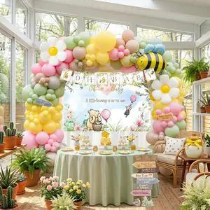 Winnie Balloon Arch Kit with Arrow Signs Banner backdrop Bee daisy Balloon for Classic Bear theme Decorations pink and Yellow Balloons for Honeycomb Bear Birthday Decorations girl Baby Shower supplies Winnie Balloon Arch Kit with Arrow Signs Banner backdrop Bee daisy Balloon for Classic Bear theme Decorations pink and Yellow Balloons for Honeycomb Bear Birthday Decorations girl Baby Shower supplies