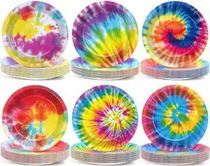 Naozinebi 72PCS Tie Dye Birthday Plates Tie Dye Party Decorations Colorful Tableware Rainbow Plates Disposable Paper Plate Dessert Plates for Boys Girls Kids New Year Holiday Favors 6.7 * 6.7inch Naozinebi 72PCS Tie Dye Birthday Plates Tie Dye Party Decorations Colorful Tableware Rainbow Plates Disposable Paper Plate Dessert Plates for Boys Girls Kids New Year Holiday Favors 6.7 * 6.7inch