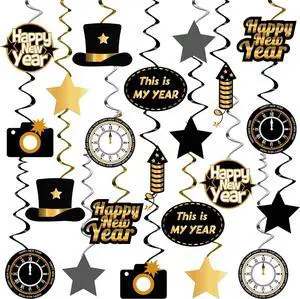 KatchOn, Happy New Year Hanging Swirls - Pack of 30, No DIY | Happy New Year Decorations 2026 | New Years Eve Party Supplies 2026 | New Years Eve Hanging Decorations for Nye Decorations 2026 KatchOn, Happy New Year Hanging Swirls - Pack of 30, No DIY | Happy New Year Decorations 2026 | New Years Eve Party Supplies 2026 | New Years Eve Hanging Decorations for Nye Decorations 2026