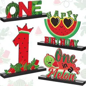 Riyiper 4 Pcs Watermelon One Letter Sign One in a Melon Wooden Birthday Table Centerpieces Summer Fruit Party Decorations One Year Old Birthday Table Decor for Boys Photo Props Baby Shower Riyiper 4 Pcs Watermelon One Letter Sign One in a Melon Wooden Birthday Table Centerpieces Summer Fruit Party Decorations One Year Old Birthday Table Decor for Boys Photo Props Baby Shower