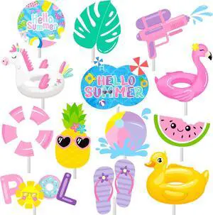 36pc Summer Cupcake Toppers - Pool Party Decorations - Water Themed Birthday Cake Picks for Swimming Baby Shower 36pc Summer Cupcake Toppers - Pool Party Decorations - Water Themed Birthday Cake Picks for Swimming Baby Shower