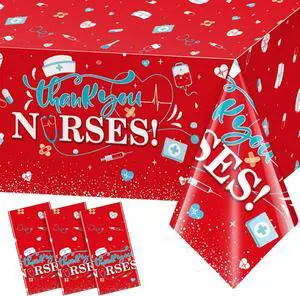 3Pack Nurses Week Tablecloths, Thank You Nurses Disposable Tablecloths ,Rectangular Plastic Table Covers for 2026 Nurse Appreciation Week RN Graduation Party Supplies Decorations,54 x 108 Inch 3Pack Nurses Week Tablecloths, Thank You Nurses Disposable Tablecloths ,Rectangular Plastic Table Covers for 2026 Nurse Appreciation Week RN Graduation Party Supplies Decorations,54 x 108 Inch