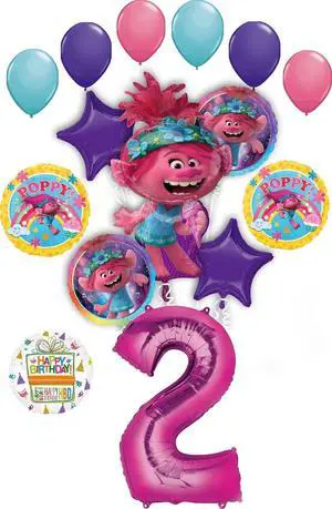 Poppy World Tour 2nd Birthday Party Supplies Trolls 15pc Balloon Bouquet Decorations Poppy World Tour 2nd Birthday Party Supplies Trolls 15pc Balloon Bouquet Decorations