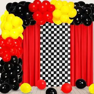 SmoothNovelty 57 Pcs Race Party Decorations 2 Red and 1 Black and White Grid Curtains 50 Car Theme Balloons with Accessories for Cars Theme Birthday Party Photo Supplies SmoothNovelty 57 Pcs Race Party Decorations 2 Red and 1 Black and White Grid Curtains 50 Car Theme Balloons with Accessories for Cars Theme Birthday Party Photo Supplies