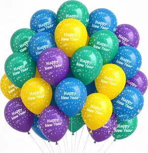 KatchOn, Multicolor Happy New Year Balloons Set - Pack of 60 | Happy New Year Balloons 2026 | NYE Balloon | New Years Eve Party Supplies 2026 | Happy New Years Decorations 2026 | NYE Decorations KatchOn, Multicolor Happy New Year Balloons Set - Pack of 60 | Happy New Year Balloons 2026 | NYE Balloon | New Years Eve Party Supplies 2026 | Happy New Years Decorations 2026 | NYE Decorations
