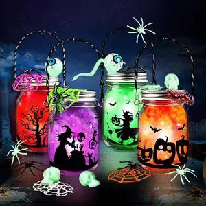 Halloween Craft for Kids,4PCS Halloween Mason Jar Kit with Accessories for Kids DIY,Halloween-Theme Art Activities Supplies Gifts for Kids Aged 4-12,Party Decoration Classroom Trick or Treat Halloween Craft for Kids,4PCS Halloween Mason Jar Kit with Accessories for Kids DIY,Halloween-Theme Art Activities Supplies Gifts for Kids Aged 4-12,Party Decoration Classroom Trick or Treat
