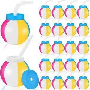 Nuanchu 20 Pcs 14 oz Summer Beach Ball Cups with Straws and Lids Plastic Sipper Reusable Party Cups Bulk Beach Summer Theme Party Favor for Kids Birthday Sports Theme Supplies Nuanchu 20 Pcs 14 oz Summer Beach Ball Cups with Straws and Lids Plastic Sipper Reusable Party Cups Bulk Beach Summer Theme Party Favor for Kids Birthday Sports Theme Supplies