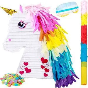 Unicorn Rainbow Piñata for Girls Birthday Party Supplies Small Piñata Set Includes Mask Bat and Confetti Bag for Kids Unicorn Theme Birthday Game Party Decorations, 16 x 10.6 x 3 Inches Unicorn Rainbow Piñata for Girls Birthday Party Supplies Small Piñata Set Includes Mask Bat and Confetti Bag for Kids Unicorn Theme Birthday Game Party Decorations, 16 x 10.6 x 3 Inches