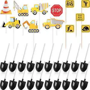 128 Construction Party Decoration, Include 50 Mini Novelty Disposable Plastic Shovel Shape Dessert Spoon, 28 Truck Cupcake Toppers, 50 Construction Sign Cake Toppers for Birthday Party Supplies 128 Construction Party Decoration, Include 50 Mini Novelty Disposable Plastic Shovel Shape Dessert Spoon, 28 Truck Cupcake Toppers, 50 Construction Sign Cake Toppers for Birthday Party Supplies