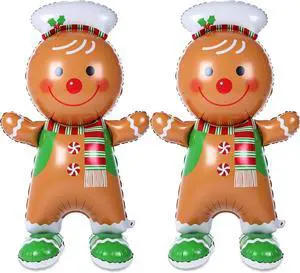 Cinnvoice 2 Pcs 61 Inch Gingerbread Man Christmas Decorations Giant Christmas Foil Balloons with Base Standing Gingerbread Man Balloon Decorative Foil Xmas Ornaments for Holiday Party Supplies Cinnvoice 2 Pcs 61 Inch Gingerbread Man Christmas Decorations Giant Christmas Foil Balloons with Base Standing Gingerbread Man Balloon Decorative Foil Xmas Ornaments for Holiday Party Supplies