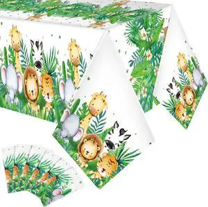 Peryiter Jungle Safari Animals Tablecloth Plastic Wild One Table Cover 54 ×108 Inch Sage Green Tablecloth Safari Theme Decorations for Baby Boys Jungle Birthday Party Supplies(6 Pcs) Peryiter Jungle Safari Animals Tablecloth Plastic Wild One Table Cover 54 ×108 Inch Sage Green Tablecloth Safari Theme Decorations for Baby Boys Jungle Birthday Party Supplies(6 Pcs)