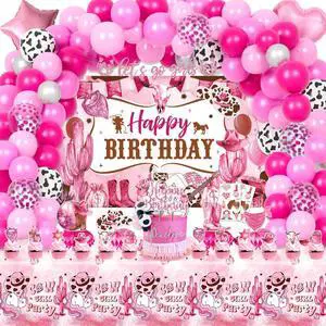 LXlucktim Disco Cowgirl Party Decorations, 128 Pcs Western Cowgirl Pink Horse Birthday Party Decorations Supplies for Girl - Backdrop, Toppers, Tablecloth, Centerpieces, Banner LXlucktim Disco Cowgirl Party Decorations, 128 Pcs Western Cowgirl Pink Horse Birthday Party Decorations Supplies for Girl - Backdrop, Toppers, Tablecloth, Centerpieces, Banner