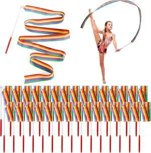 Jucoan 30 Pack Dance Ribbons for Kid, 6.6 Ft Rhythmic Gymnastics Dancing Wands, Rainbow Kid Birthday Party Favor Supplies, Gymnastics Easter Goodie Bag Baskets Stuffers for Girls Jucoan 30 Pack Dance Ribbons for Kid, 6.6 Ft Rhythmic Gymnastics Dancing Wands, Rainbow Kid Birthday Party Favor Supplies, Gymnastics Easter Goodie Bag Baskets Stuffers for Girls