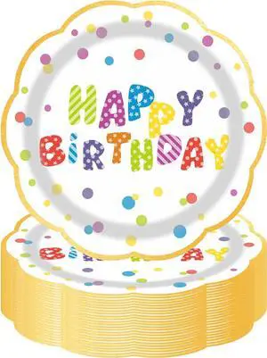 7inch White and Gold Happy Birthday Paper Plates 50 pcs Party Decorations Rainbow Cake Dessert Plates Disposable Dinnerware Tableware for Birthday Party Supplies 7inch White and Gold Happy Birthday Paper Plates 50 pcs Party Decorations Rainbow Cake Dessert Plates Disposable Dinnerware Tableware for Birthday Party Supplies