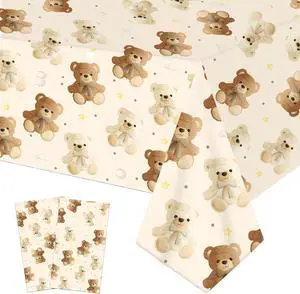umoni Teddy Bear Tablecloth 2PCS Bear Birthday Party Decorations Rectangle Brown Bear Theme Table Covers Teddy Bear Table Decor for We Can Bearly Wait Baby Shower Supplies umoni Teddy Bear Tablecloth 2PCS Bear Birthday Party Decorations Rectangle Brown Bear Theme Table Covers Teddy Bear Table Decor for We Can Bearly Wait Baby Shower Supplies