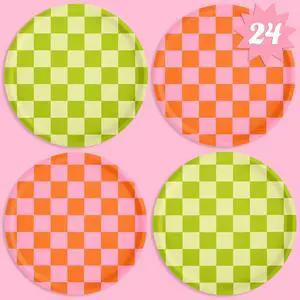 xo, Fetti Pink + Green Checkered Paper Plates - 24 pk, 9" | Bachelorette Fiesta Decorations, Cute Birthday Party Tablescape, Retro Summer Tableware Supplies, Cinco de Mayo Place Setting, 21st Bday xo, Fetti Pink + Green Checkered Paper Plates - 24 pk, 9" | Bachelorette Fiesta Decorations, Cute Birthday Party Tablescape, Retro Summer Tableware Supplies, Cinco de Mayo Place Setting, 21st Bday
