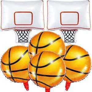 Soulchen 6 Pcs Basketball Party Foil Balloons Sets with 4 Orange Basketball and 2 Hoop Decorations Balloons for Sports Theme Birthday Celebrations Soulchen 6 Pcs Basketball Party Foil Balloons Sets with 4 Orange Basketball and 2 Hoop Decorations Balloons for Sports Theme Birthday Celebrations