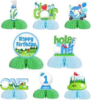 Fangleland 8 Pcs Golf Honeycomb Centerpieces, Hole in One Birthday Decorations Golf 1st Birthday Table Toppers, Sports Themed 1 Year Old Party Supplies for Boys Fangleland 8 Pcs Golf Honeycomb Centerpieces, Hole in One Birthday Decorations Golf 1st Birthday Table Toppers, Sports Themed 1 Year Old Party Supplies for Boys