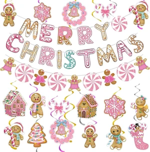 Epakh 51 Pcs Pink Christmas Gingerbread Man Decorations Christmas Gingerbread Banners with Candy House Hanging Swirls Pink Ceiling Streamers for Xmas Holiday Party Supplies Epakh 51 Pcs Pink Christmas Gingerbread Man Decorations Christmas Gingerbread Banners with Candy House Hanging Swirls Pink Ceiling Streamers for Xmas Holiday Party Supplies