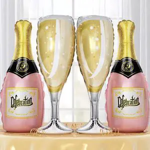 Champagne Bottle Glass Balloons 4pcs, Large Champagne Wine Foil Mylar Balloons for Women Girls Birthday Bachelorette Bridal Shower Wedding Anniversary Engagement Celebration Party Decorations Supplies Champagne Bottle Glass Balloons 4pcs, Large Champagne Wine Foil Mylar Balloons for Women Girls Birthday Bachelorette Bridal Shower Wedding Anniversary Engagement Celebration Party Decorations Supplies