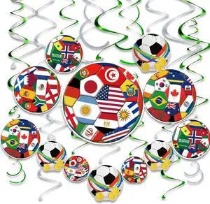 AhfuLife 24pcs Soccer Hanging Swirls for Party Decorations 2026, 12Pcs Soccer Flag Hanging Swirls and 12pcs Hanging Swirls for World Cup Home Party Decorations AhfuLife 24pcs Soccer Hanging Swirls for Party Decorations 2026, 12Pcs Soccer Flag Hanging Swirls and 12pcs Hanging Swirls for World Cup Home Party Decorations