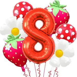 Strawberry Balloons Berry Eighth Birthday Decor, 40 Inch Mylar Red Number 8 Balloons - Strawberry Balloon for Strawberry 8st Birthday Decorations - Strawberry Party Decorations Strawberry Balloons Berry Eighth Birthday Decor, 40 Inch Mylar Red Number 8 Balloons - Strawberry Balloon for Strawberry 8st Birthday Decorations - Strawberry Party Decorations