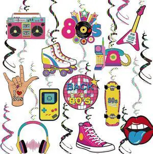 80s Party Birthday Decorations Back to The 80 Hanging Swirls Ceiling Streamers Throwback Retro 80's Theme 1980s Backdrop Party Decor Supplies 30 Pcs 80s Party Birthday Decorations Back to The 80 Hanging Swirls Ceiling Streamers Throwback Retro 80's Theme 1980s Backdrop Party Decor Supplies 30 Pcs