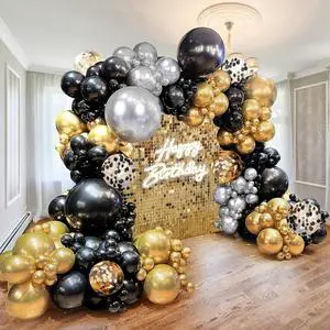 160PCS Glod Sliver Black Confetti Balloons Arch Garland Kit for Birthday Graduation Baby Shower Wedding Party Supplies Decoration (Gold Silver Black) 160PCS Glod Sliver Black Confetti Balloons Arch Garland Kit for Birthday Graduation Baby Shower Wedding Party Supplies Decoration (Gold Silver Black)