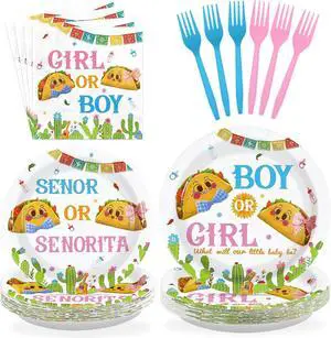 96Pcs Mexican Gender Reveal Decorations Senor or Senorita Plates and Napkins Taco Baby Shower Decoration Favors for Mexican Fiesta Gender Reveal Cinco De Mayo Birthday Party Supplies Serves 24 96Pcs Mexican Gender Reveal Decorations Senor or Senorita Plates and Napkins Taco Baby Shower Decoration Favors for Mexican Fiesta Gender Reveal Cinco De Mayo Birthday Party Supplies Serves 24