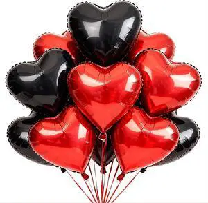 Red and Black Heart Balloons 18Pcs 18 Inch Heart Shaped Foil Balloons for Valentine's Day Wedding Bridal Shower Anniversary Engagement Party Supplies Red and Black Heart Balloons 18Pcs 18 Inch Heart Shaped Foil Balloons for Valentine's Day Wedding Bridal Shower Anniversary Engagement Party Supplies