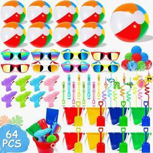 LINAYE Beach & Pool Party Favors - Kids' Summer Toys Bulk Including Beach Balls, Sand Buckets, Sunglasses, Drinking Straws, Bubble Wands Beach & Pool Party Supplies LINAYE Beach & Pool Party Favors - Kids' Summer Toys Bulk Including Beach Balls, Sand Buckets, Sunglasses, Drinking Straws, Bubble Wands Beach & Pool Party Supplies