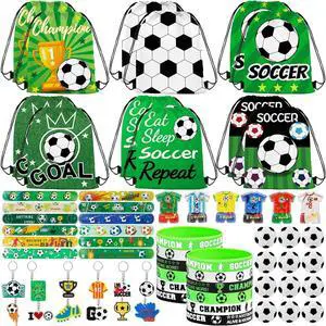 Japior 172 Pcs Soccer Party Favors Set for Boys, Drawstring Goodie Bags Mini Stress Soccer Keychains with Slap Bracelets Tattoo 100 Themed Stickers for Soccer Birthday Party Decorations Supplies Japior 172 Pcs Soccer Party Favors Set for Boys, Drawstring Goodie Bags Mini Stress Soccer Keychains with Slap Bracelets Tattoo 100 Themed Stickers for Soccer Birthday Party Decorations Supplies
