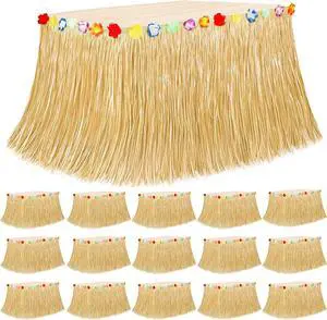 16PCS Luau Table Skirt Decor, Gold Hawaiian Themed Grass Table Skirt Party Decorations, 108 X 29.5" Flower Tropical Hula Dance Parties Supplies, Table Skirt Bulk for Summer Beach Themed Activities 16PCS Luau Table Skirt Decor, Gold Hawaiian Themed Grass Table Skirt Party Decorations, 108 X 29.5" Flower Tropical Hula Dance Parties Supplies, Table Skirt Bulk for Summer Beach Themed Activities