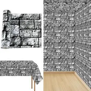 party greeting Brick Stone Wall Tablecloth Roll Disposable Stone Wrapping Plastic Table Cover Castle Backdrop for Halloween Western Birthday Medieval Party Decoration Favors Supplies 100FT x 51 Inch party greeting Brick Stone Wall Tablecloth Roll Disposable Stone Wrapping Plastic Table Cover Castle Backdrop for Halloween Western Birthday Medieval Party Decoration Favors Supplies 100FT x 51 Inch