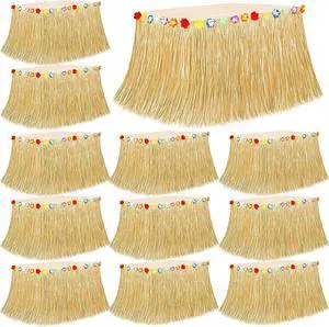 12PCS Luau Table Skirt Decor, Gold Hawaiian Themed Grass Table Skirt Decor, Luau Party 108 X 29.5" Flower Tropical Hula Dance Parties Supplies, Table Skirt for Hawaiian Summer Beach Themed Party 12PCS Luau Table Skirt Decor, Gold Hawaiian Themed Grass Table Skirt Decor, Luau Party 108 X 29.5" Flower Tropical Hula Dance Parties Supplies, Table Skirt for Hawaiian Summer Beach Themed Party
