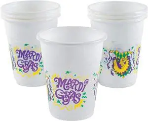 Fun Express - Mardi Gras Disposable Cups for Mardi Gras - Party Supplies - Drinkware - 50 Pieces Fun Express - Mardi Gras Disposable Cups for Mardi Gras - Party Supplies - Drinkware - 50 Pieces