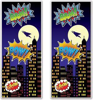 Beistle 2-Piece Hero Door Covers, Superhero Themed Party Decorations, Comic Book Hero Party Accessories, Action Hero Party Supplies, 30" x 6' Beistle 2-Piece Hero Door Covers, Superhero Themed Party Decorations, Comic Book Hero Party Accessories, Action Hero Party Supplies, 30" x 6'
