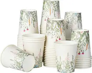 AimFun 100 Pcs Floral Party Cups Vintage Botanical Paper Cups 8oz Wildflower Herb Beverage Disposable Drinking Cups for Birthday Bridal Shower Easter Party Supplies AimFun 100 Pcs Floral Party Cups Vintage Botanical Paper Cups 8oz Wildflower Herb Beverage Disposable Drinking Cups for Birthday Bridal Shower Easter Party Supplies