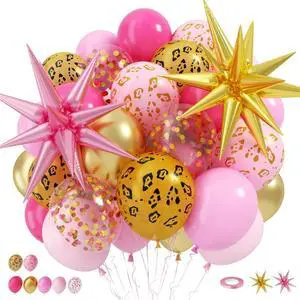 Hot Pink Cheetah Print Balloon, 12 Inch Pink Gold Balloons with Leopard Print Balloons Confetti Star Balloon Leopard Jungle Animal Decorations for Cheetah Theme Birthday Cherry Vintage Party Supplies Hot Pink Cheetah Print Balloon, 12 Inch Pink Gold Balloons with Leopard Print Balloons Confetti Star Balloon Leopard Jungle Animal Decorations for Cheetah Theme Birthday Cherry Vintage Party Supplies
